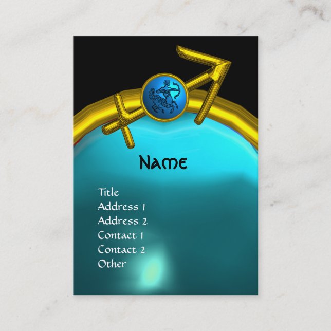 Carte De Visite MONOGRAMME SAGITTARIUS bleu noir (Devant)