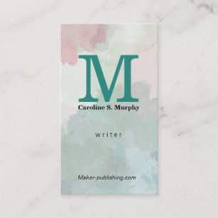 Carte De Visite Monogramme Serif Artistique aquarelle