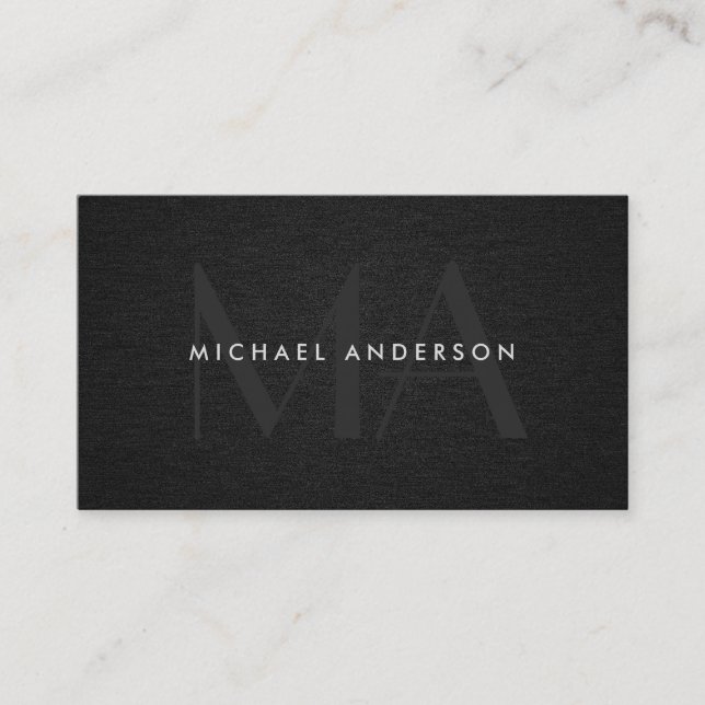 Carte De Visite Monogramme Serif Corporate Minimal Linen noir (Devant)