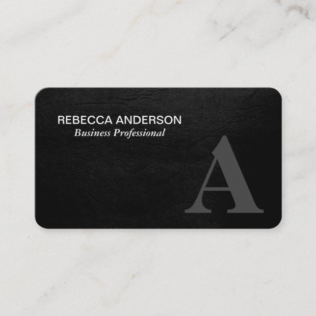 Carte De Visite Monogramme Serif Gris, Noir (Devant)