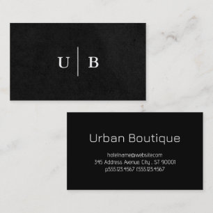 Carte De Visite Monogramme Serif Texture lisse noire