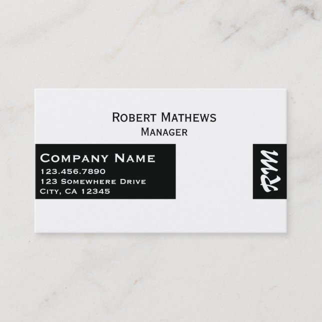 Carte De Visite Monogramme simple (Devant)