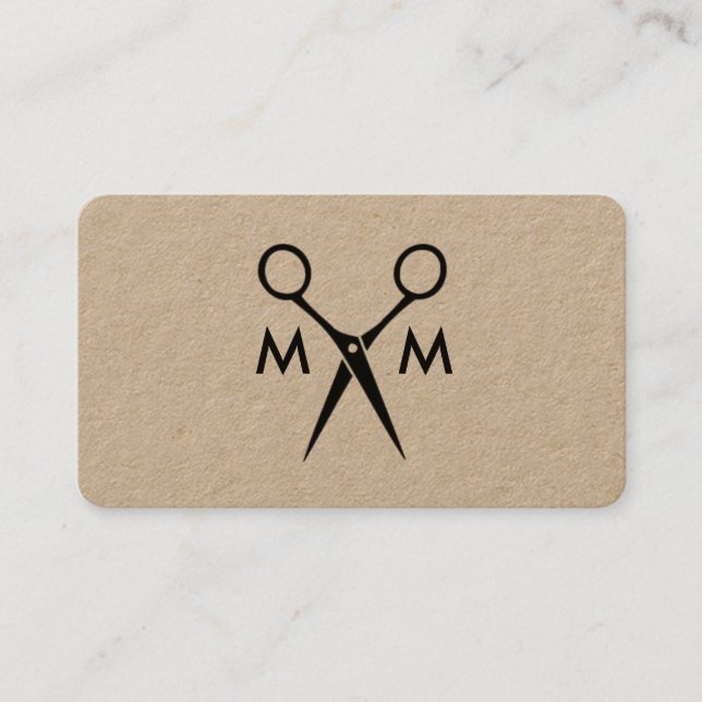 Carte De Visite Monogramme simple de Shears de Salon (Devant)