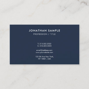 Carte De Visite Monogramme simple élégant moderne bleu marine