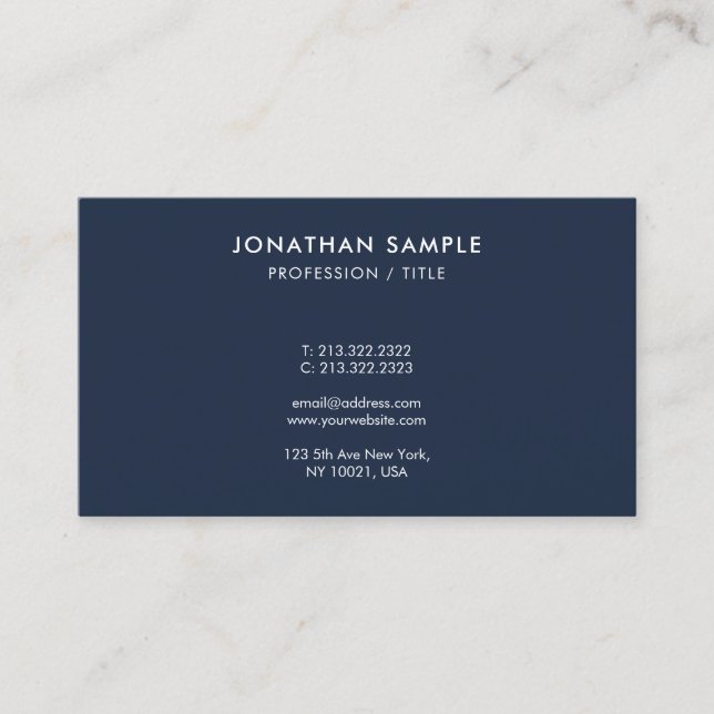 Carte De Visite Monogramme simple élégant moderne bleu marine (Devant)