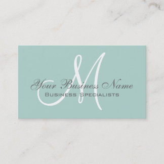 Carte De Visite Monogramme simple gris vert à la menthe