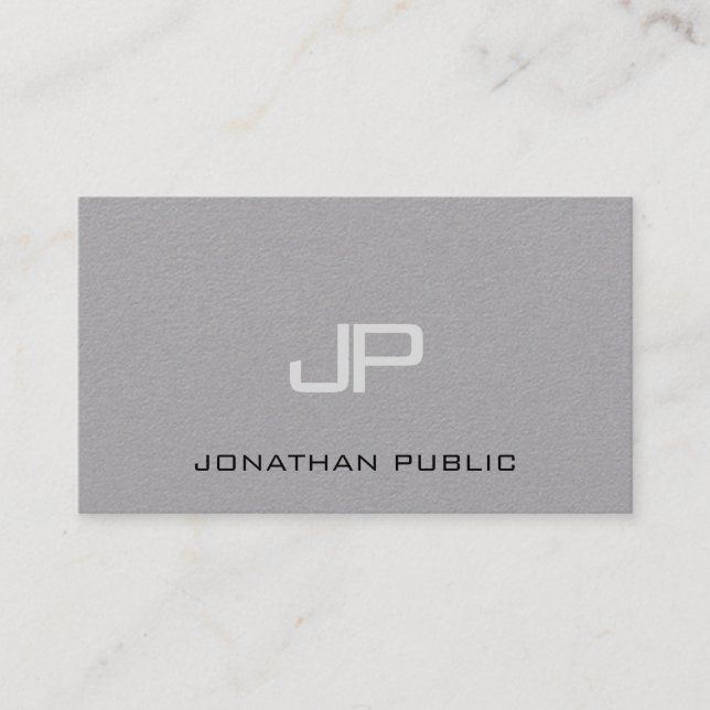 Carte De Visite Monogramme Simple Modèle Luxueux Premium Grey (Devant)