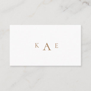 Carte de visite Monogramme simple or et blanc
