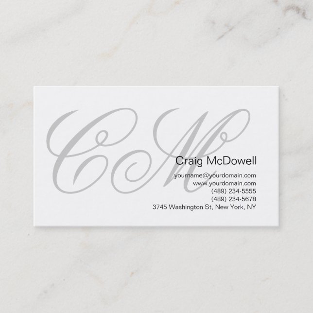 Carte de visite Monogramme Simple Pour Professionn (Devant)
