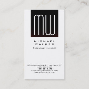 Carte De Visite Monogramme simple professionnel blanc vertical