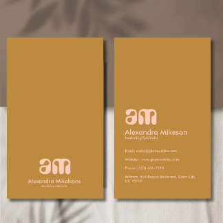 Carte De Visite Monogramme simple rose or minimaliste