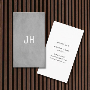 Carte De Visite Monogramme Simple Texture Gris Clair Professionnel