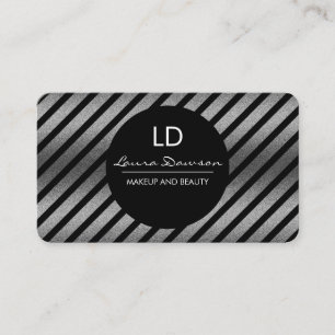Carte De Visite Monogramme Sliver Glamor Cercle et rayures