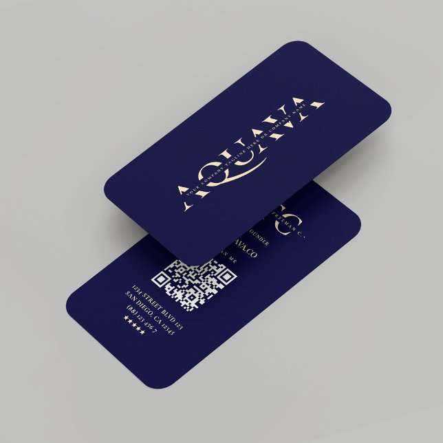Carte De Visite Monogramme Société Midnight Blue Gold (Modern Monogram Company Midnight Blue Gold Business Card
)