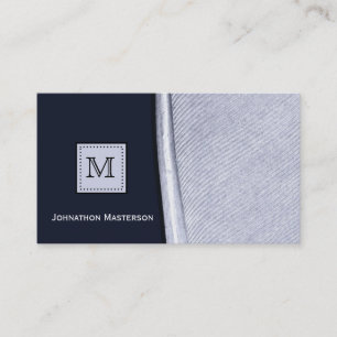 Carte De Visite Monogramme sophistiqué de plume de marine et