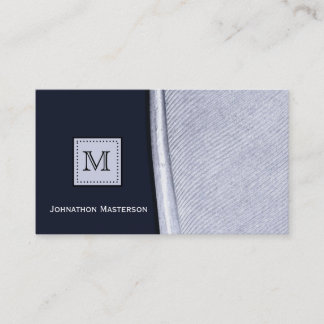 Carte De Visite Monogramme sophistiqué de plume de marine et