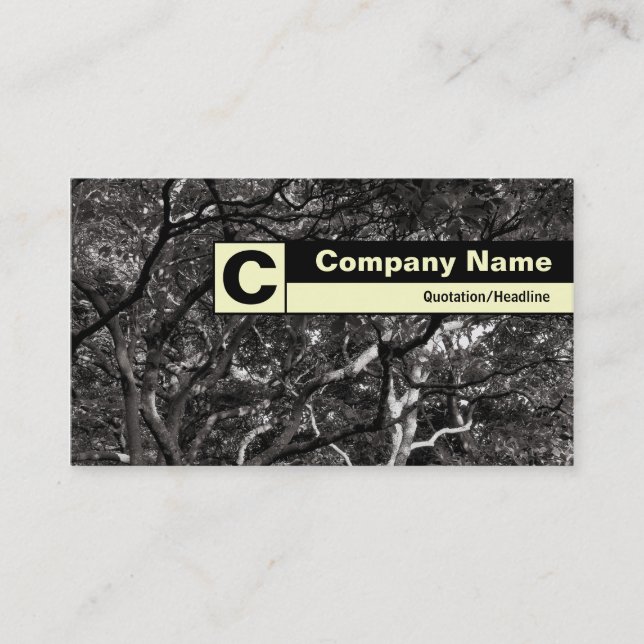 Carte De Visite Monogramme sur arête - Branches japonaises 03 (Devant)