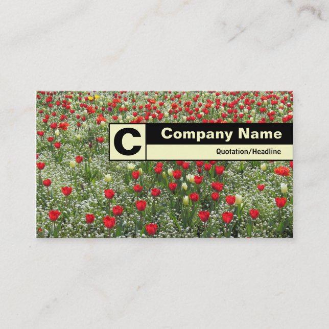 Carte De Visite Monogramme sur arête - Lit de tulipes (Devant)