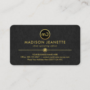 Carte De Visite Monogramme sur gris luxueux grunge