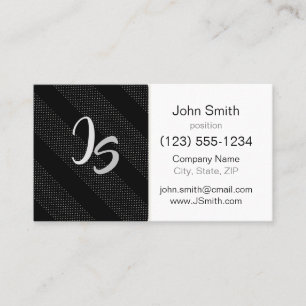 Carte De Visite Monogramme sur motif à la mode géométrique noire