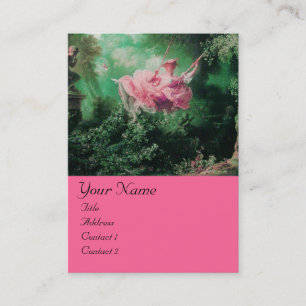 Carte De Visite MONOGRAMME SWING, Vert rose Fuchsia