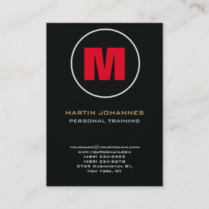 Carte De Visite Monogramme Tampon Rond Entraîneur Personnel Rouge