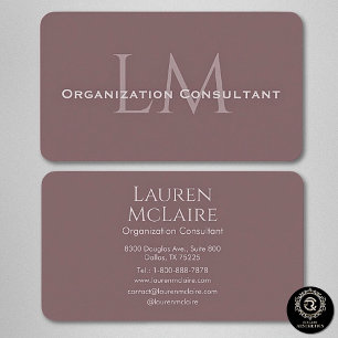 Carte de visite Monogramme Taupe Mauve Neutre