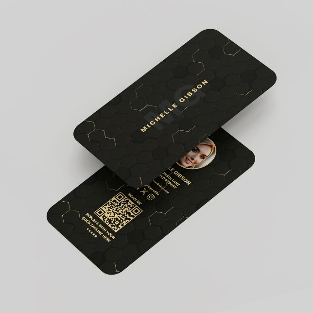 Carte De Visite Monogramme Tech Professional Black Gold (Modern Monogram Tech Professional Black Gold Business Card
)