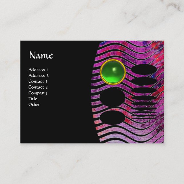 Carte De Visite MONOGRAMME TECHNO ABSTRAIT vert émeraude (Devant)