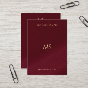 Carte De Visite Monogramme Texte Or Élégant Lin Luxueux Vertical