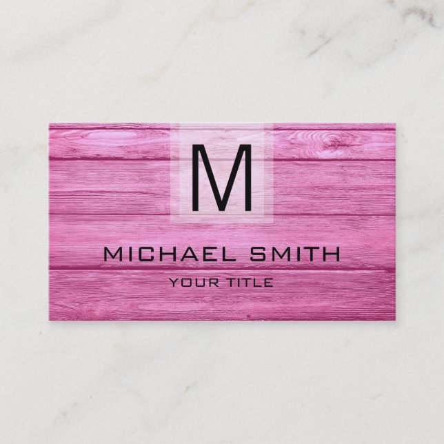 Carte De Visite Monogramme texturé en bois professionnel (Devant)