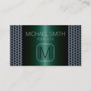 Carte De Visite Monogramme turquoise en métal inoxydable