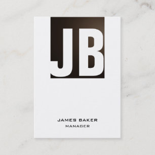 Carte De Visite Monogramme unique sépia blanc à la verticale