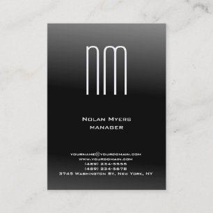 Carte De Visite Monogramme unique simple noir blanc uni