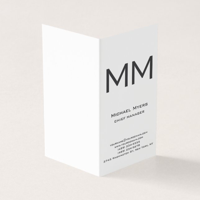 Carte De Visite Monogramme unique simple noir et blanc (Extérieur)