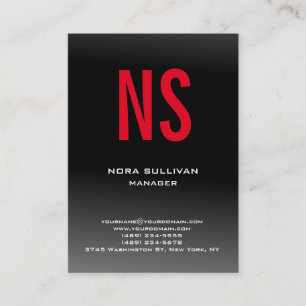 Carte De Visite Monogramme unique simple noir gris rouge