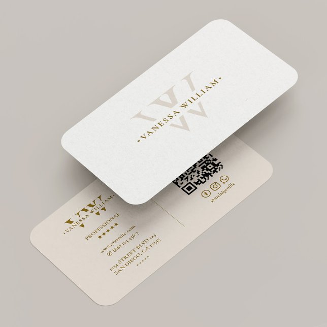 Carte De Visite Monogramme V Logo Minimal Sable Professionnel (Professional Monogram V Logo Minimal Sand Business Card
)