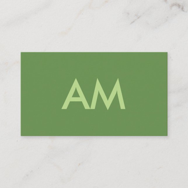 Carte De Visite Monogramme vert minimaliste (Devant)
