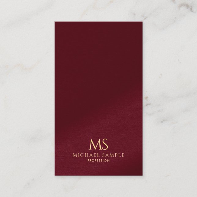 Carte De Visite Monogramme Vertical Texte Or Élégant Professionnel (Devant)