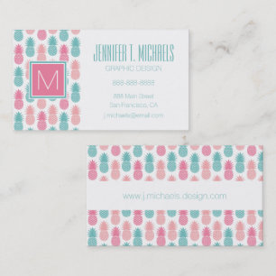 Carte De Visite Monogramme vintage du motif d'ananas