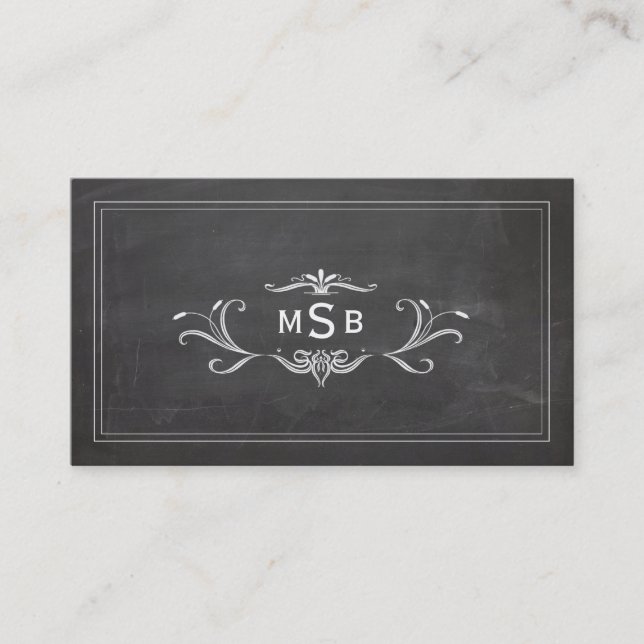 Carte De Visite Monogramme vintage noir Russe Chalkboard (Devant)