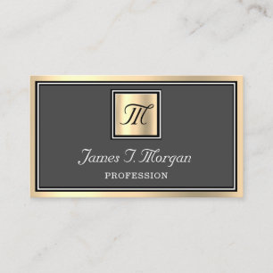 Carte De Visite Monogramme VIP encadré noir or professionnel