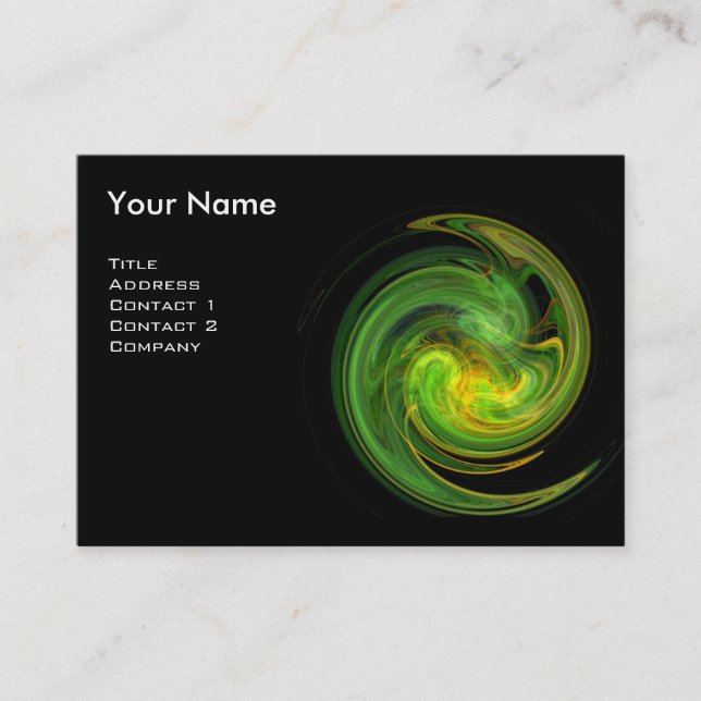 Carte De Visite MONOGRAMME VORTEX LUMINEUX Vibrant noir jaune vert (Devant)