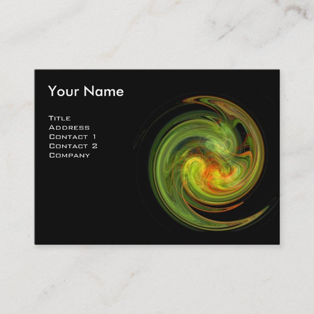 Carte De Visite MONOGRAMME VORTEX LUMINEUX Vibrant noir jaune vert (Devant)