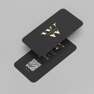 Carte De Visite Monogramme W Logo Professionnel Black Gold