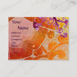 Carte De Visite monogramme WAVES 2, jaune marron violet vif