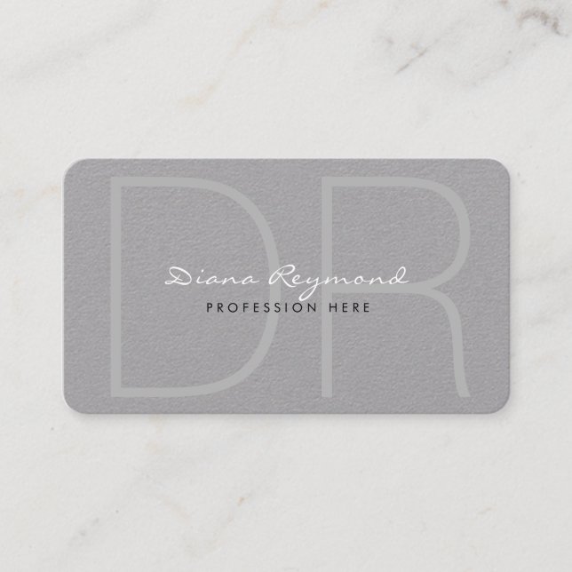 Carte De Visite monogrammed, moderne, élégant gris pro premium (Devant)