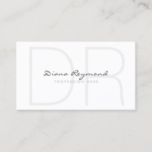 Carte De Visite monogrammée, minimaliste moderne, élégant blanc cl