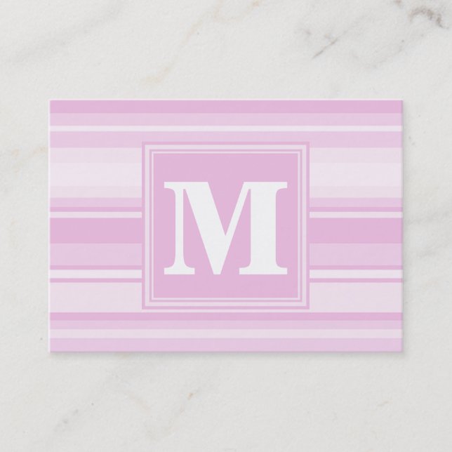 Carte De Visite Monogrammes à rayures roses pour bébé (Devant)