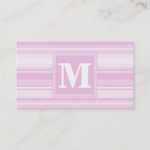 Carte De Visite Monogrammes à rayures roses pour bébé